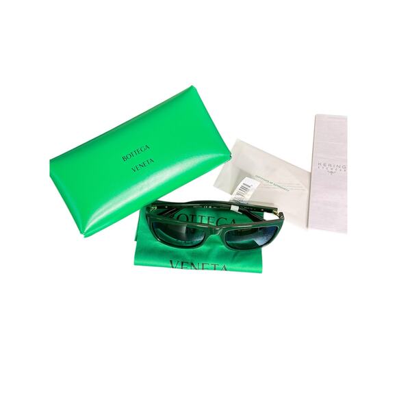 Bottega Veneta NWT BV1328SA Green and Gold Rectangular Sunglasses - Picture 2 of 10